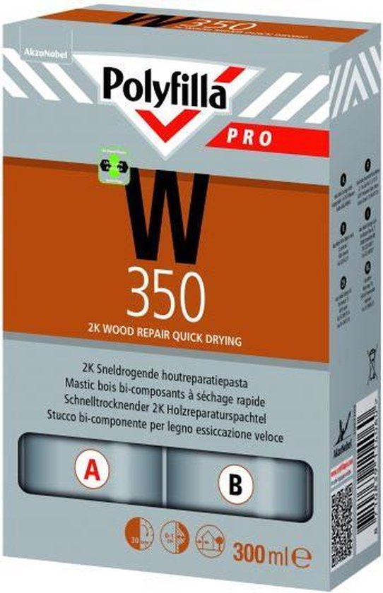 Polyfilla Pro W350 2K pâte de réparation pour bois à séchage rapide 300