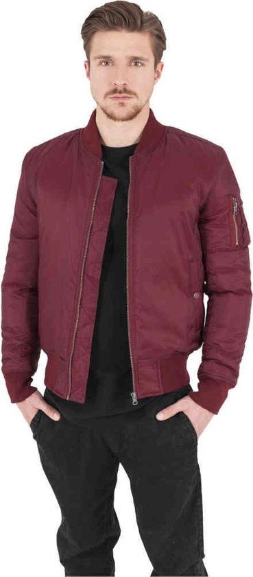 Urban Classics - Basic Bomber jacket - S - Rood
