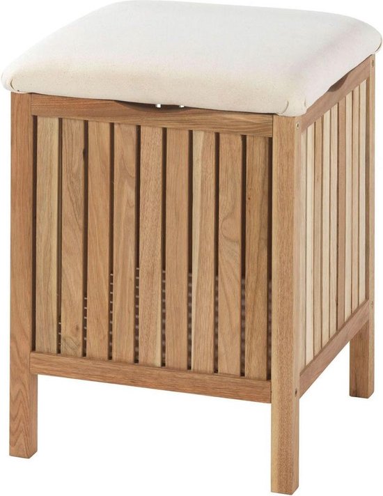 Tabouret de salle de bain et panier à linge - Chaise / banc en bois robuste  pour salle... | bol.com