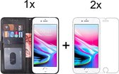 iPhone SE 2020/SE 3 (2022) hoesje bookcase zwart wallet case portemonnee book case cover - 2x iPhone SE 2020/SE 3 (2022) Screenprotector