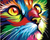 Artventura Schilderen op Nummer Regenboog Kat Groot 40x50 cm
