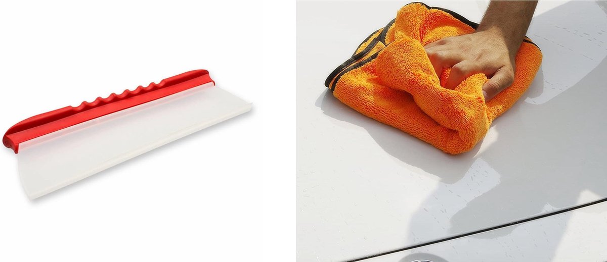 Goedkoopste MAUS set droogdoek XL 60x90cm en waterblade professionele auto droogset