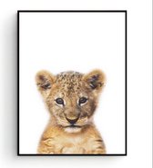 Postercity - Design Canvas Poster Baby Tijger / Kinderkamer / Dieren Poster / Babykamer - Kinderposter / Babyshower Cadeau / Muurdecoratie / 50 x 40cm