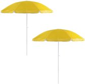 2x Verstelbare strand/tuin parasols geel 200 cm - UV bescherming - Voordelige parasols