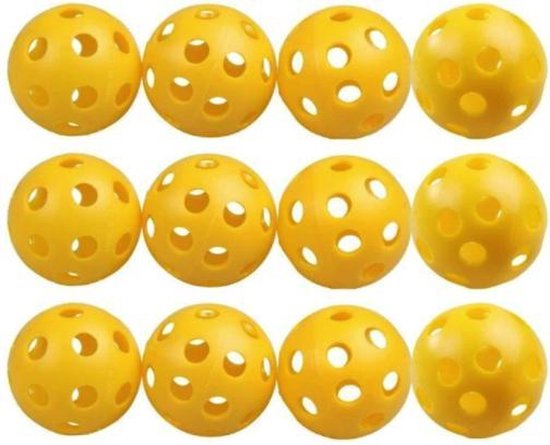 een andere Toezicht houden Pool Sens Design 12 stuks plastic golfballen oefenballen gaatjes - Geel | bol.com