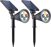 LUMISKY Set van 2 waterdichte buitenlampen voor zonne-energie - 4 gekleurde LED's - 200 Lm - Zwenkkop op 90 ° C