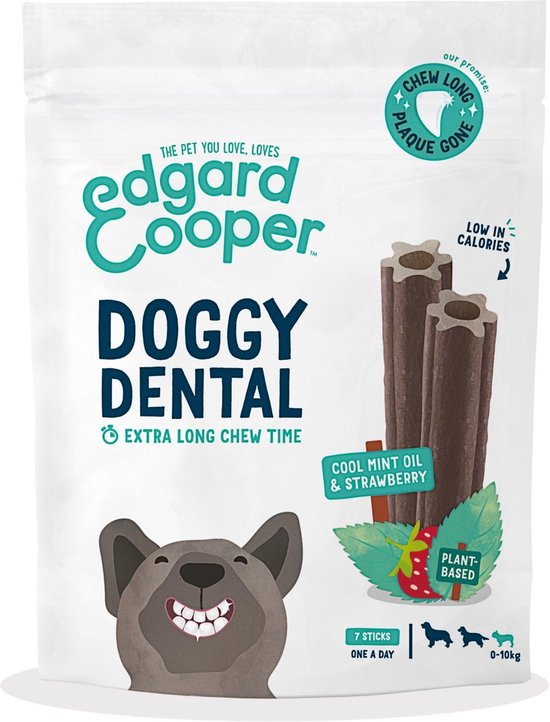 Edgard & Cooper Doggy Dental Sticks Aardbei - Frisse Muntolie Small