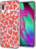 iMoshion Design voor de Samsung Galaxy A20e hoesje - Hartjes - Rood