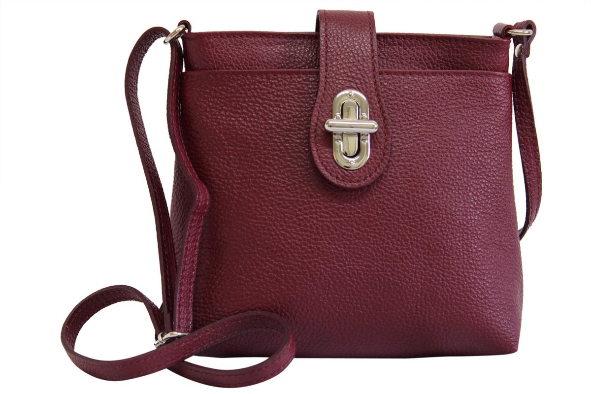 Italiaans echt lederen handtas schoudertas crossbody tas citybag crossover voor vrouwen GL007 Bordeaux