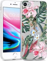 iMoshion Hoesje Geschikt voor iPhone SE (2022) / SE (2020) / 8 / 7 Hoesje Siliconen - iMoshion Design hoesje - Groen / Roze / Tropical Jungle