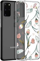 iMoshion Design voor de Samsung Galaxy S20 Plus hoesje - Bloem - Roze / Groen