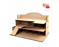Rosa garage doe-het-zelf set speelgoed drie verdiepingen MDF 35,5x57x33 cm.