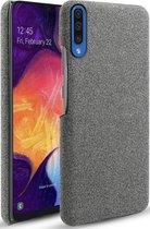 Samsung Galaxy A70 Backcover - Grijs - Stof textuur canvas