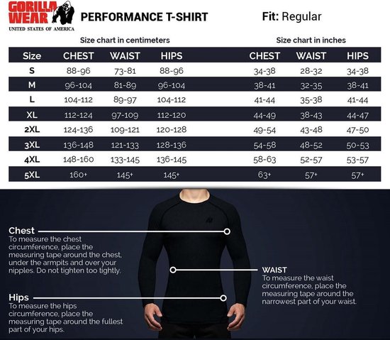Gorilla Wear Performance T-shirt - Zwart/Rood - 4XL - Gorilla Wear