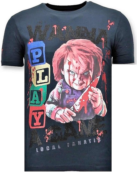 T-shirt pour homme de luxe fanatique local - Chucky Childs Play - T-shirt pour homme exclusif bleu marine - Chucky Childs Play - T-shirt pour homme blanc Taille XXL
