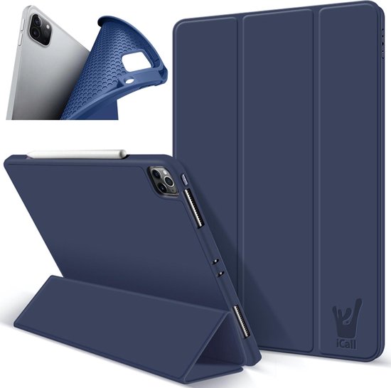 iPad Pro 2020 Hoes - 12.9 inch - Smart Book Case Hoesje Donkerblauw | bol