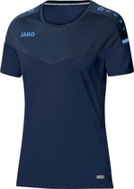 Jako Champ 2.0 T-Shirt Dames Marine Blauw-Donkerblauw-Hemelsblauw Maat 38