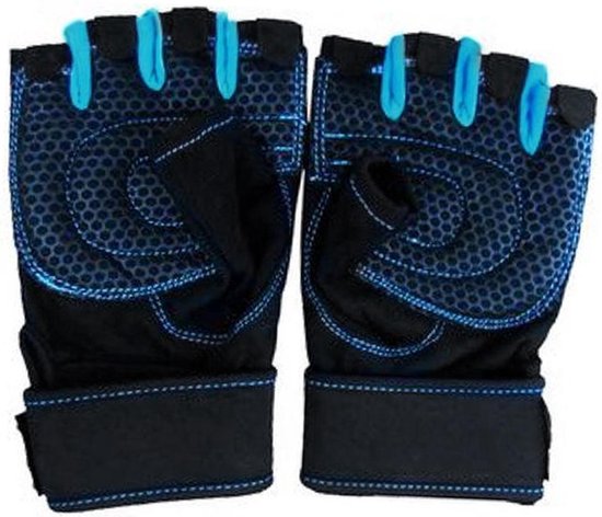 AWEMOZ Fitness Handschoenen - Sport Handschoenen - Fitness - Zwart/Blauw - Maat S - ATWAM