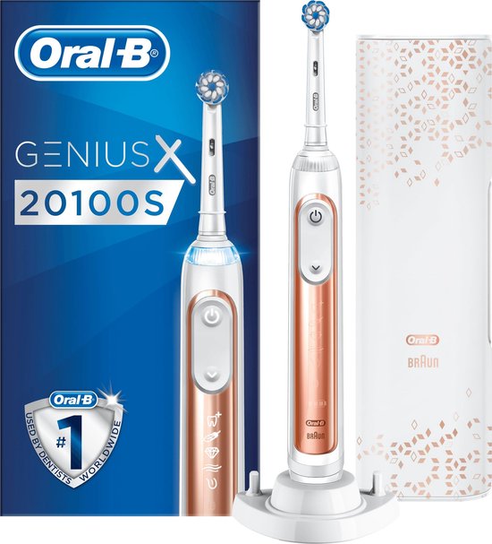 Oral-B Genius X 20100S - Roségoud, Wit - Elektrische Tandenborstel | bol