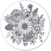 Wooncirkel - Bloemen - zwart wit (⌀ 40cm)