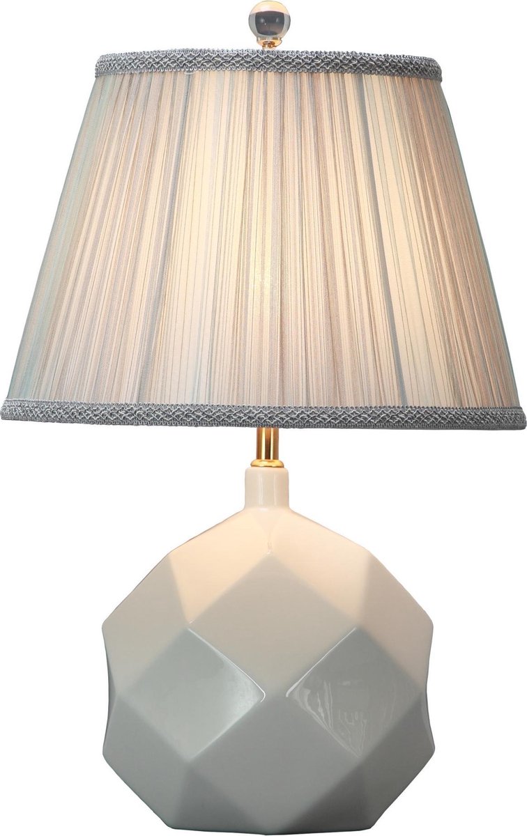 Fine Asianliving Tafellamp Porselein met Kap Wit Art