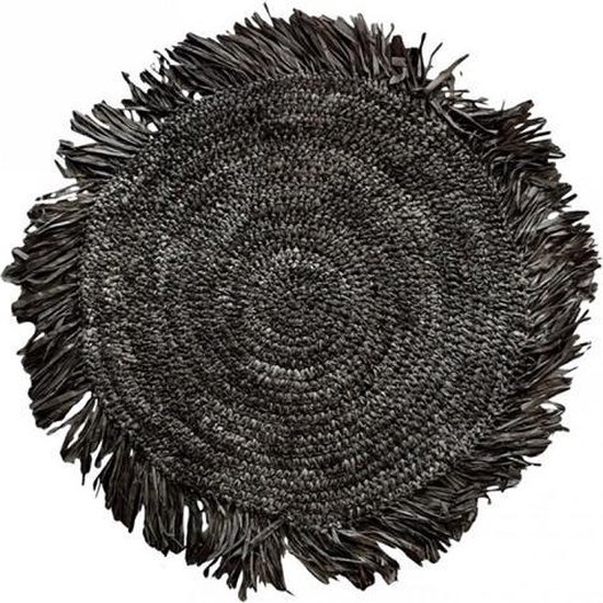 Raffia Placemat in Zwart Rond Bazar Bizar ø45 cm (4 stuks)