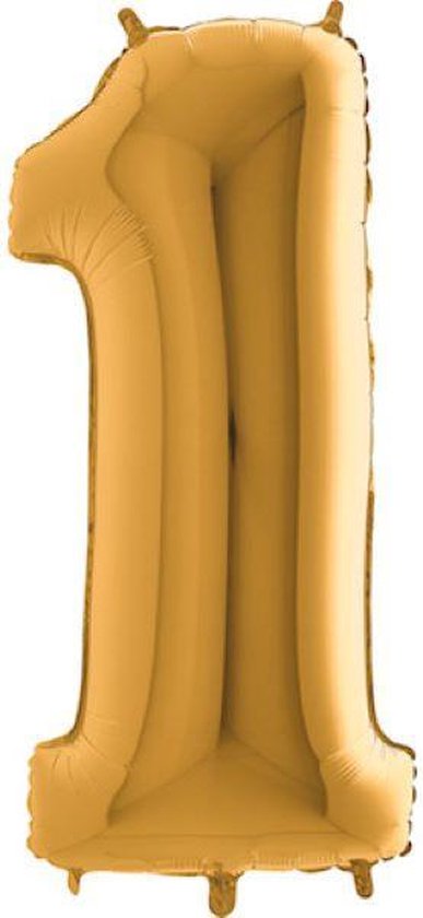 Folieballon - cijfer 1 - goud - Grabo Balloons - 66cm
