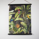 Van Manen - wanddoek jungle met papegaai - 65 x 85 cm