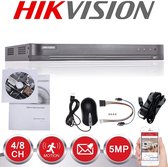 HIKVISION bewakingscamera set, 5 MP, 4K, UHD, DVR, 4-kanaals, HD, voor buitengebruik, woningbeveiliging - 6TB HDD