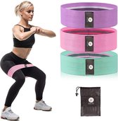 Just Fit - Weerstandsbanden set van 3 - Resistance bands - Fitness Elastiek - (Licht, Medium & Zwaar) Incl. Draagtas