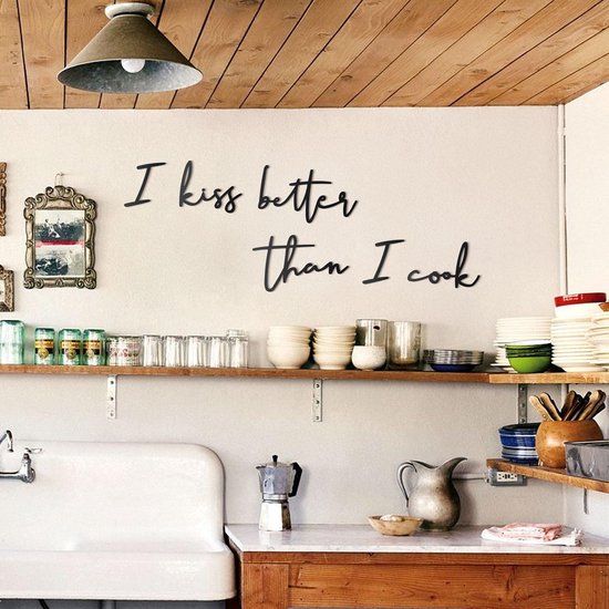 "I Kiss Better Than I Cook" 5 Stuks Muurteksten, Metal Wall Quotes by Hoagard, Keuken muurdecoratie, Kitchen Wall Decor