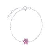 Joy|S - Zilveren kat hond dierenpoot armband 14 cm + 3 roze - poot afdruk