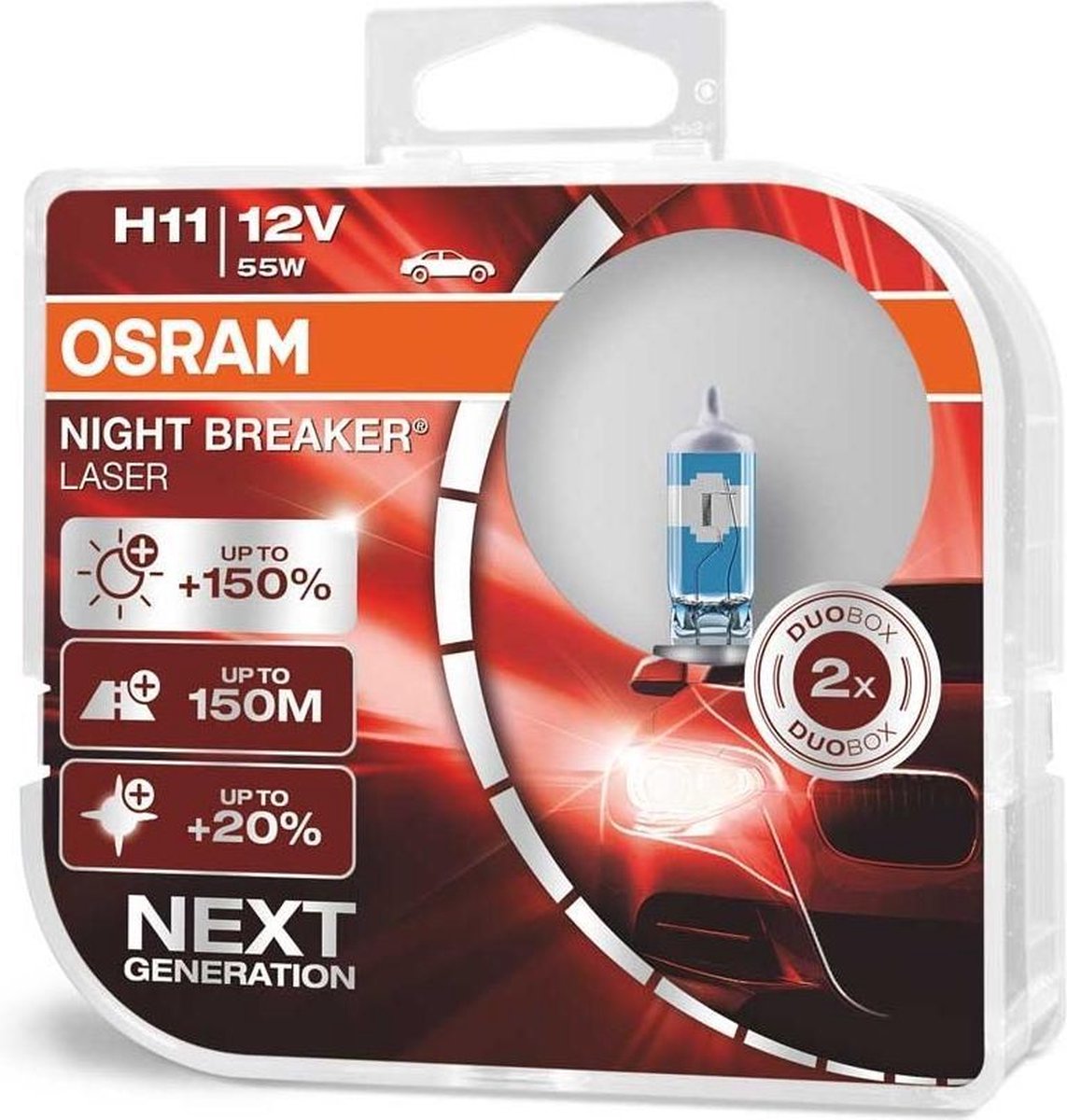 Osram Night Breaker Laser Halogeen lampen - H11 - 12V/55W - set à 2 stuks