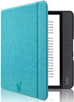 Hoes voor Kobo Libra H2O - Book Case Leer Wallet Cover Hoesje Blauw