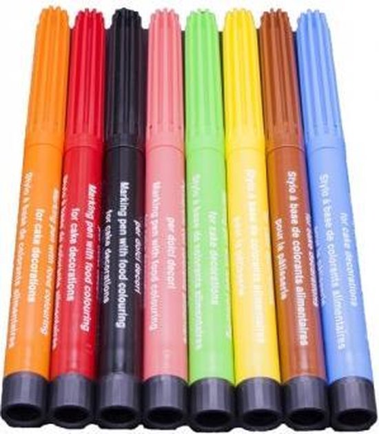 BrandNewCake® Stiften Eetbare Inkt - Set/8 - Eetbare Schrijf Stift - Food Pen voor Taartdecoratie
