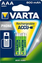 Varta AAA Oplaadbare Batterijen - 800mAh - 2 stuks