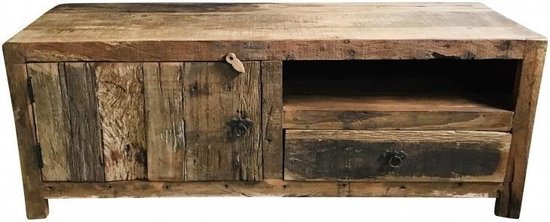 Industriële / TV meubel van oud hout - Dressoir - 145 cm breed bol.com