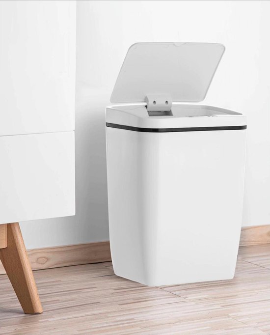 Prullenbak 12L wit contactloos openen met sensor waterbestendig