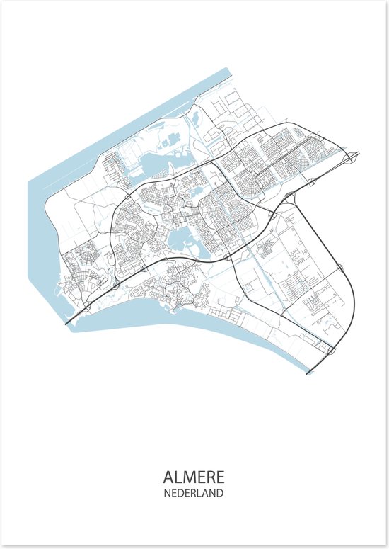 Poster Almere | Plattegrond  | 29,7 x 42,0 cm (A3)