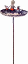 METAL LARGE ROBIN BOWL BIRDFEEDER ON STICK