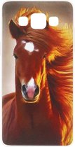 ADEL Siliconen Back Cover Softcase Hoesje Geschikt voor Samsung Galaxy A3 (2015) - Paarden Bruin