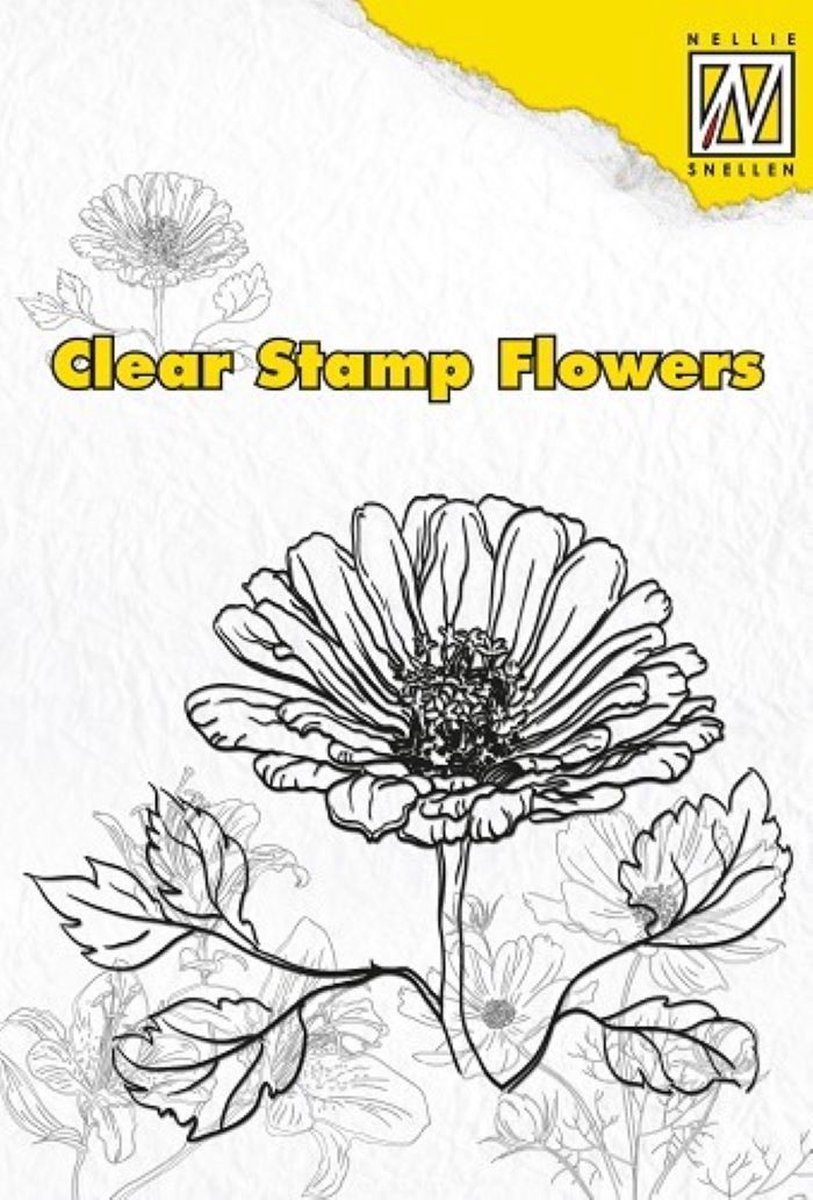 FLO002 Nellie Snellen flowers clearstamp Marguerite - stempel margariet - bloem - 1 stuks 7,5 x 6 cm