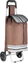 Non-branded Boodschappentrolley Dames 94 Cm Textiel/rvs Bruin