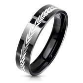 Ringen Mannen - Zwarte Ring - Heren Ring - Ring Heren - Ring - Ringen - Modern met Speciaal Pijltjesmotief - Arrow
