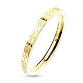 Ring Dames - Ringen Dames - Ringen Vrouwen - Goudkleurig - Gouden Kleur - Ring - Modern Patroontje en Steentje - Grace