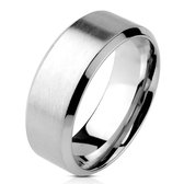 Ring Dames - Ringen Dames - Ringen Vrouwen - Ringen Mannen - Zilverkleurig - Zilveren Kleur - Afgevlakte Randen - Evan