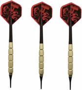 WiseGoods - Dartpijlen met Softtip Punten voor Electronisch Dartbord - Dragon Dart Flights - 3 Stuks - Rood / Zwart / Goud