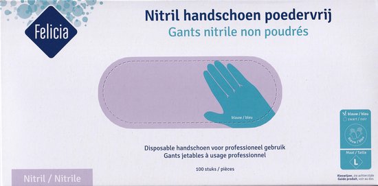 stel je voor haalbaar Kwalificatie Nitril handschoenen poedervrij - blauw - maat L - 100 stuks | bol.com