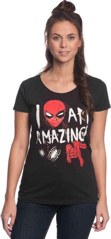 analoog Afsnijden in plaats daarvan Marvel Spiderman Dames Tshirt -XXL- I Am Amazing Zwart | bol.com