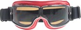 CRG Cruiser Motorbril - Rood Leren Motorbril - Retro Motorbril Heren - Smoke Glas